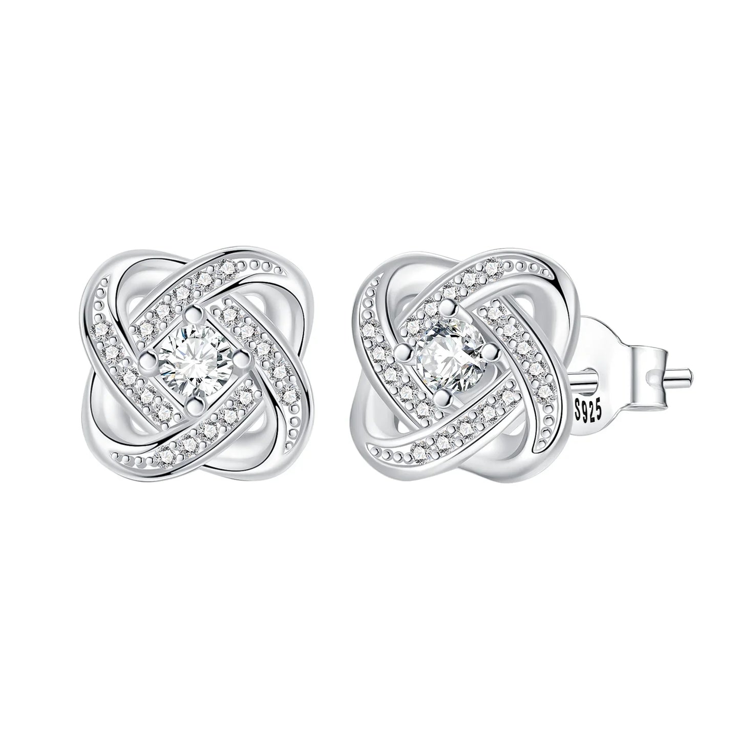 Original 925 Sterling Silver Luxury Bow Flower Shaped Clover Rose Pendant Earrings Elegant Mature Women Delicate Jewelry Gift