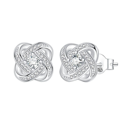 Original 925 Sterling Silver Luxury Bow Flower Shaped Clover Rose Pendant Earrings Elegant Mature Women Delicate Jewelry Gift