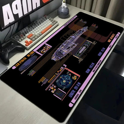Starship Blueprint Pad Desk Pad Mouse Pad Gamer Computer Cabinet Star Trek Game Office Accessories Keyboard Anime Extended Large