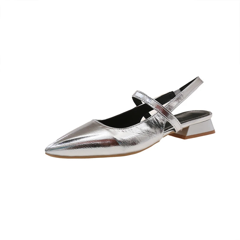 Luxury Summer Pointed Toe Women Sandals Fashion Singbacks Mules Shoes Ladies Elegant Low Heel Stripper Party Sandalias