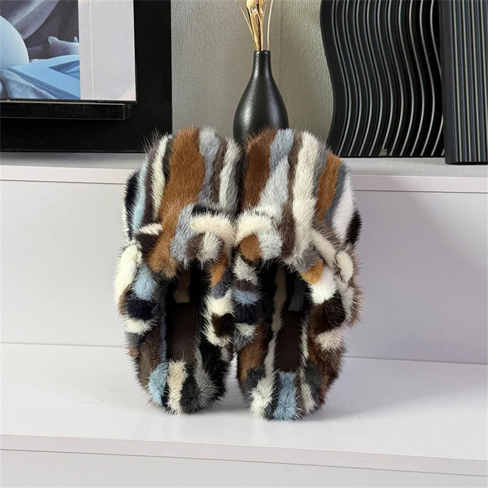 Slippers Shoes for Women 2026 Flat Real Fur Mink Slippers Soft Indoor Women's Slippers Flip Flops Woman Luxury Designer Shoes
