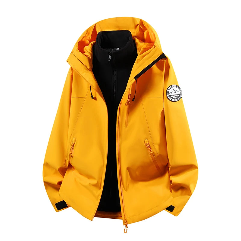 CHRLCK Men Women Hiking 3IN1 Jackets Waterproof Fleece Windproof Windbreaker Camping Climbing Trekking Outdoor Jacket Autumn