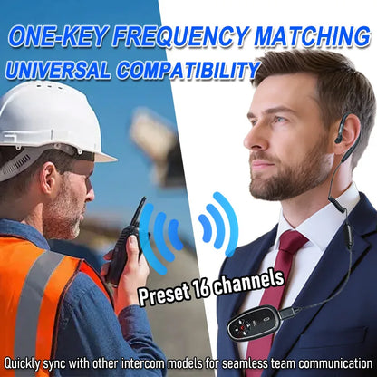 1PC Super Mini Walkie Talkies with Headset AI Voice Control Upgraded Versio Hands-Free  Charging 16Channels for Restaurant Hotel