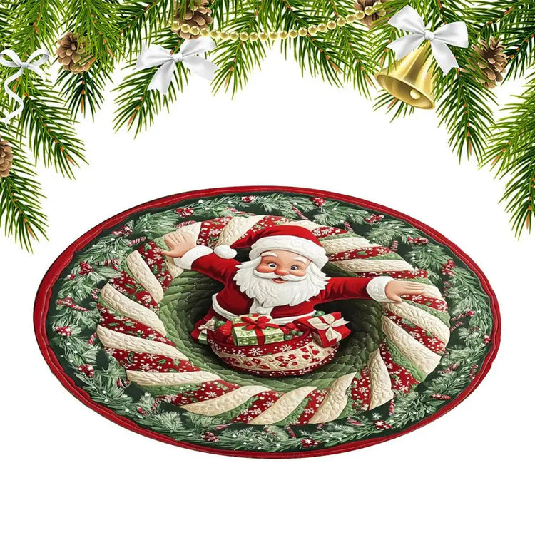 Christmas Rugs Indoor Optical Illusion Santa Claus Anti-Slip Area Rug Christmas Decorations For Living Room Entryway Office Dorm