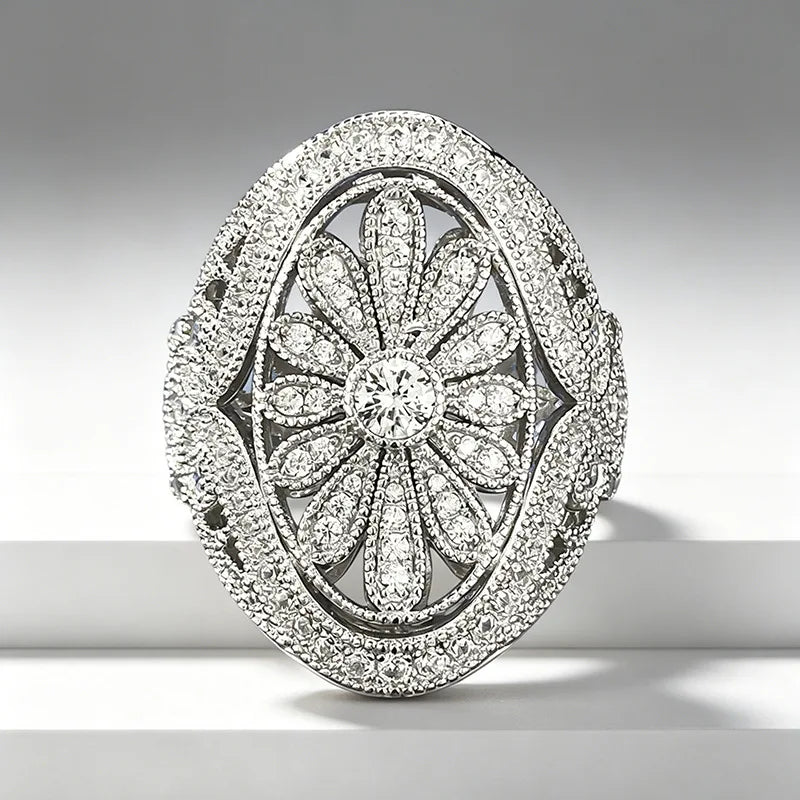 Luxury 18K white Solid Platinum PT950 certifid Full-cut moissanite ring handmade women's ring sets for womendesig