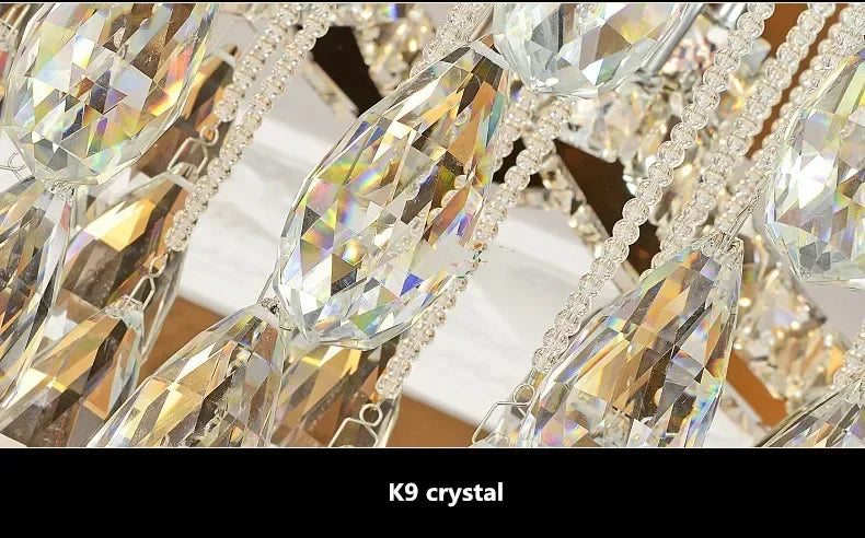 LED Modern Crystal Stainless Steel Round Dimmable RGB Chandelier Lighting Lamparas De Techo For Foyer Living Room Bedroom