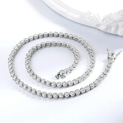 Serenity D Color 2mm 3mm Full Moissanite Tennis Necklace For Women S925 Silver Moissanite Bubble Bracelet Plate 18K Fine Jewelry