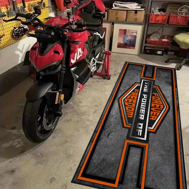 VIKAMA Motorcycle Garage Floor Mat Non-slip Wear-resistant Racing Display Carpet Indoor Outdoor Home Floor Protection Decor