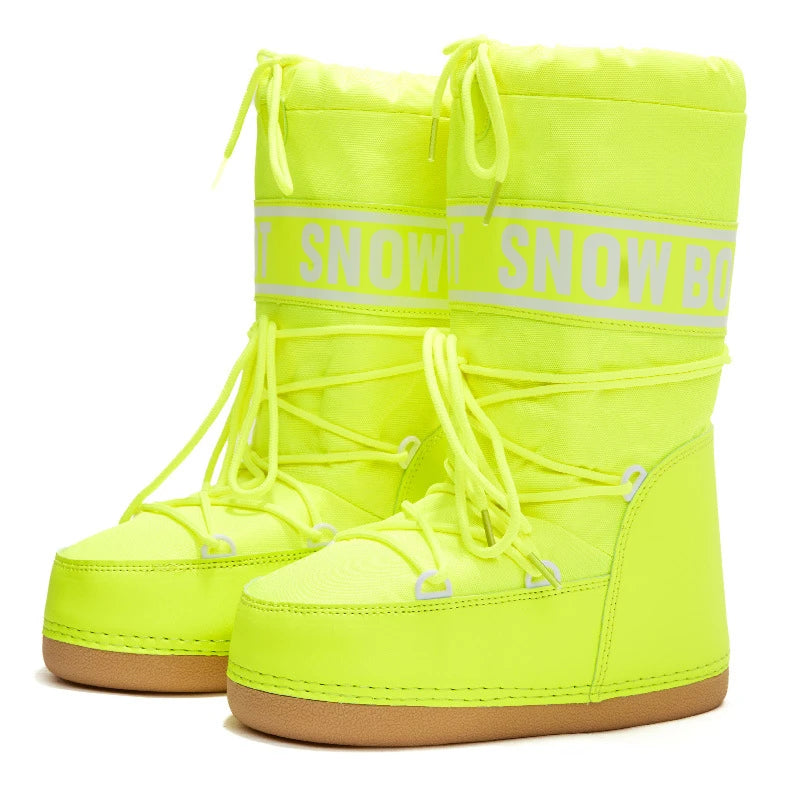 2026 New Women High‑Tubed Moon Boots Space Snow Boots Round‑Toe Lightweight Thick‑Sole Warm Insulated Skiing Winter Outdoor Cott