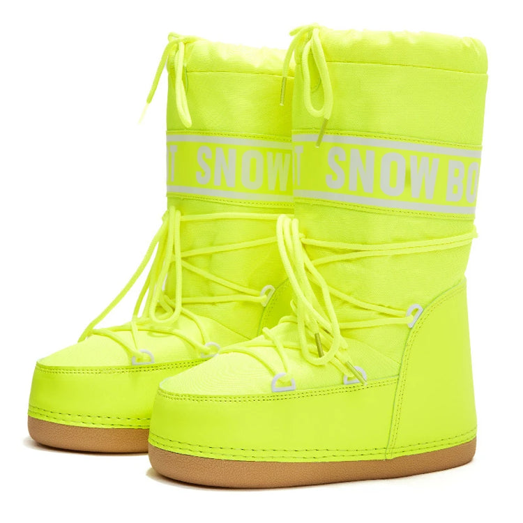 2026 New Women High‑Tubed Moon Boots Space Snow Boots Round‑Toe Lightweight Thick‑Sole Warm Insulated Skiing Winter Outdoor Cott
