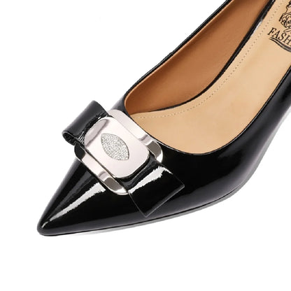 【JOCHEBED HU】Women Genuine Leather Pumps Deer Party Wedding Stiletto Office Pointed Toe Fashion High Heels Leather Shoes 33-43