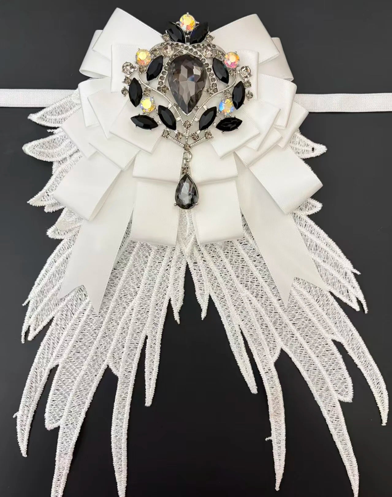 Luxury Rhinestone Mesh Wing Bow Brooch  Elegant Banquets Dress and Wedding Shirts Lapel Flower Bow Tie  Unisex Gift Accessory