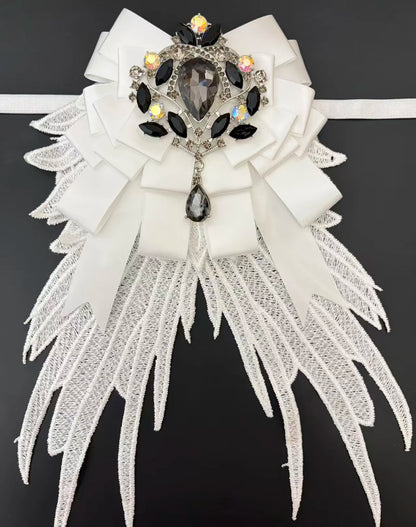 Luxury Rhinestone Mesh Wing Bow Brooch  Elegant Banquets Dress and Wedding Shirts Lapel Flower Bow Tie  Unisex Gift Accessory