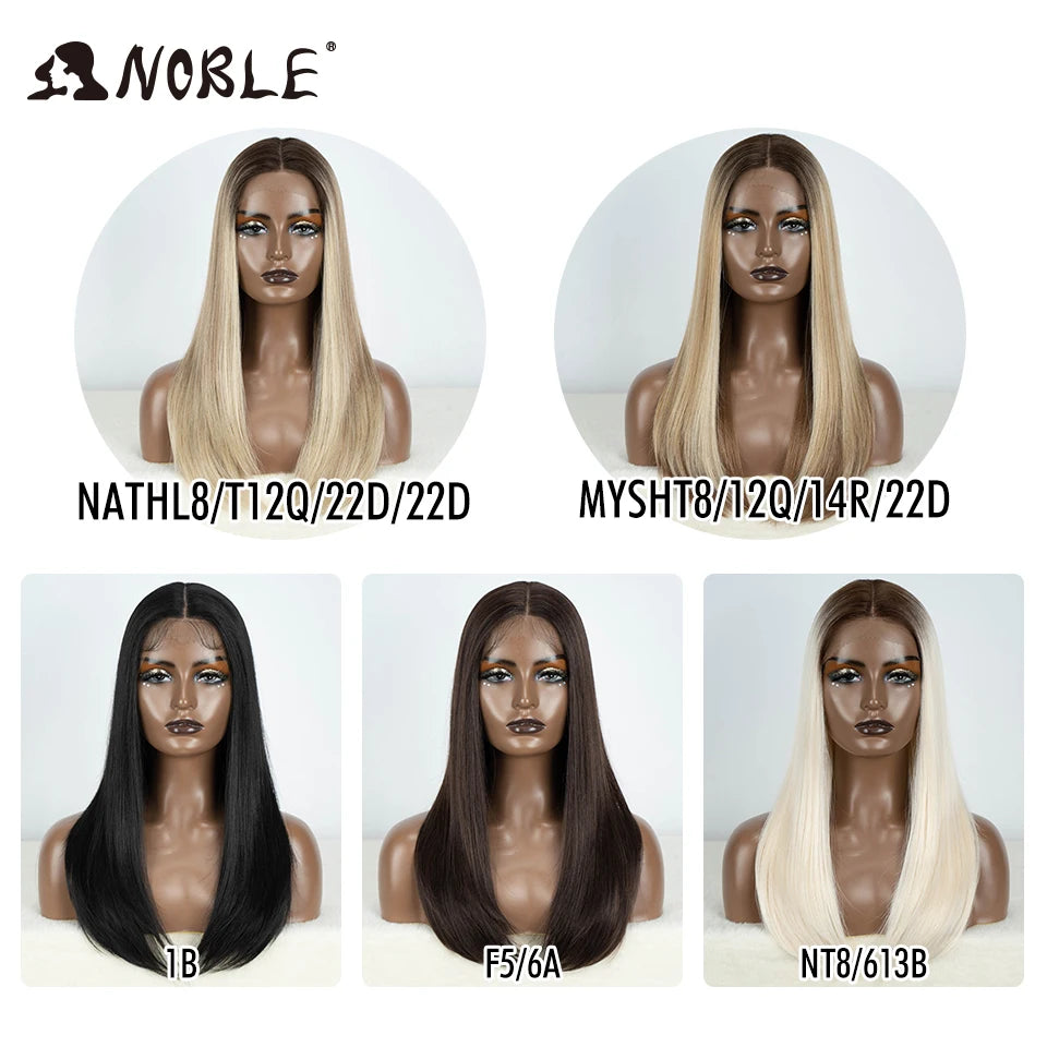 Noble Synthetic Lace Front Wig 22 Inch Straight Baby Hair Bob Wig Platinum Blonde Lace Front Wig Cosplay Glueless Wigs For Women