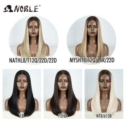 Noble Synthetic Lace Front Wig 22 Inch Straight Baby Hair Bob Wig Platinum Blonde Lace Front Wig Cosplay Glueless Wigs For Women