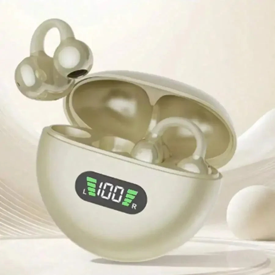 New Q71 TWS Bone Conduction Earphones Bluetooth 5.3 Earbuds Clip on Ear Comfortable Sport Digital Display Headsets