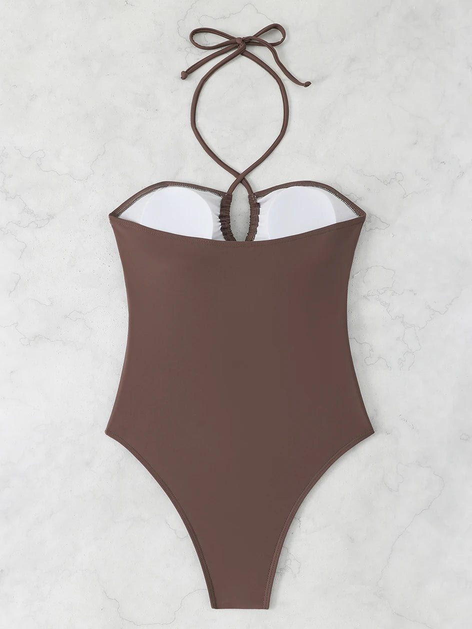 Sexy Halter Bathing Suit Woman Bandeau Swimwear One Piece Women's Swimsuit 2026 Female Bathwear Swimming for Beach Wear Monokini