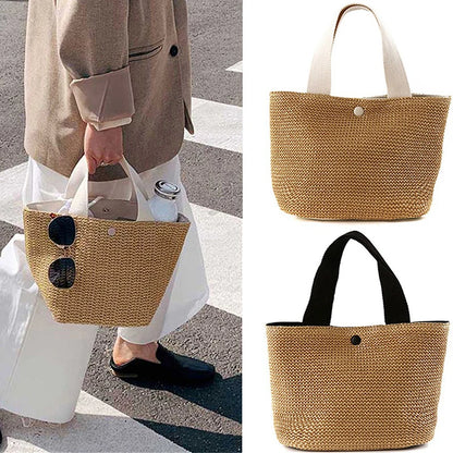 New·Elegant Ladies Straw Woven Handbag Women Holiday Beach Casual Tote Top-Handle Bags Fashion Retro Shoulder Bags·