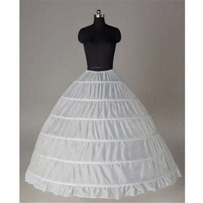 2025 New 6 Hoop Crinoline Black White Long Wedding Petticoat Ball Gown Dress Underskirt Skirt Half Slips Wedding Accessories