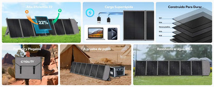RV Camping CTOLITY AP1000 AP2000 1800W/2400W Solar Generator  Portable Mobile Power Station 200W Solar Panels Portable Foldable