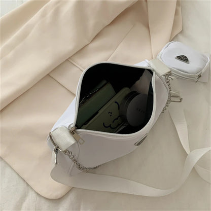 Woman Female Fashion Causal Handbag Set Crossbody Bags Shoulder Handbags 2in1 Sling Bag Trend Hand Bag For Travel Shopping