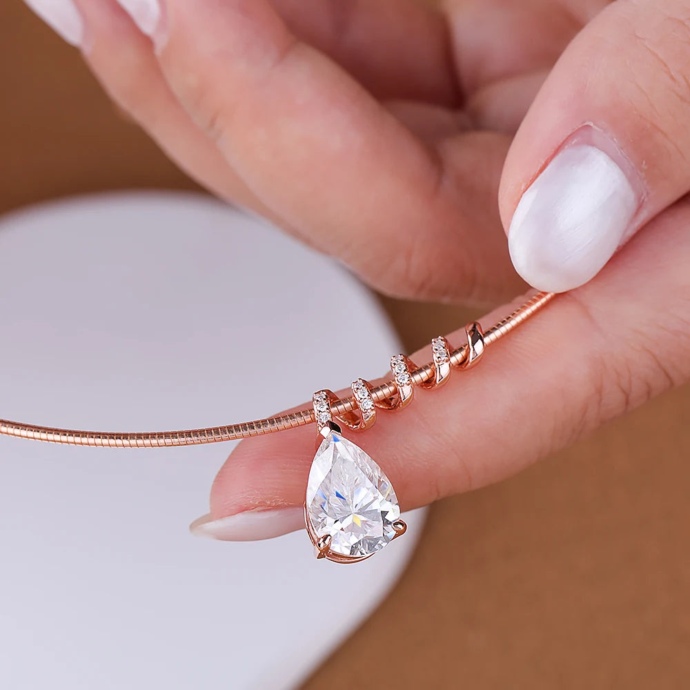 3CT 5CT Waterdrop Shape Full Moissanite Necklace for Women Pear Cut Lab Diamond Surround Pendant S925 Silver Neck Chain Jewelry