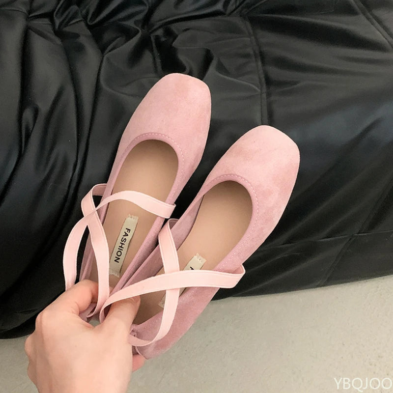 Ladies Ballet Shallow Flat Shoes Women's Retro Mary Jane Shoes Luxury Soft Sole Shoe Women Cross Strap Flats Zapatos Mujer 2025