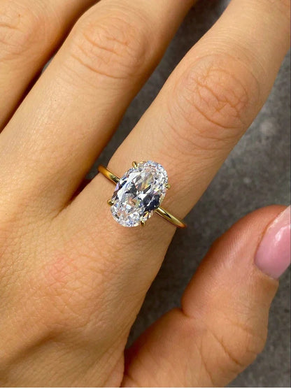 ROUSLY 925 Sterling Silve Shiny 1-8CT Zircon Oval Stone Ring For Women Engagement Wedding Luxury High Quality Fine Jewelry