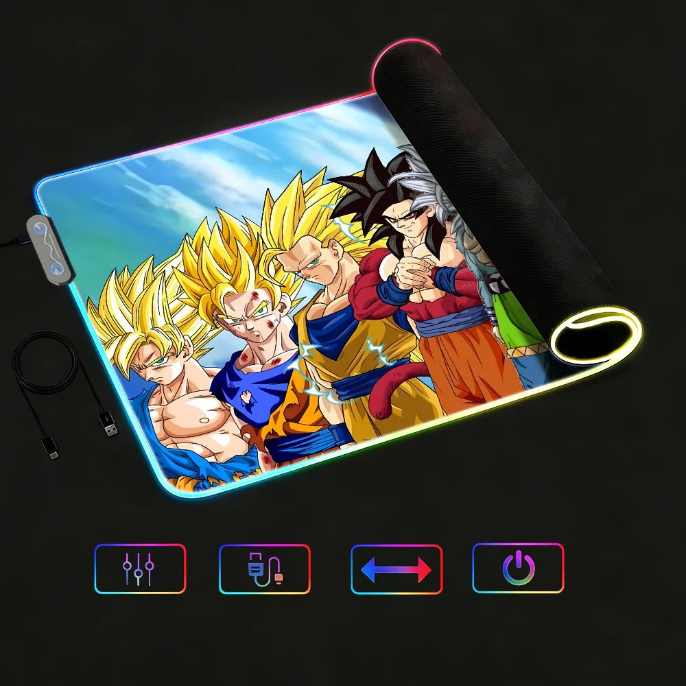 Anime D-DRAGON B-BALL Mouse Pad RGB LED Non-slip Desk Mat Rubber Gaming Accessories Large XXL Computer Office Keyboard Carpet
