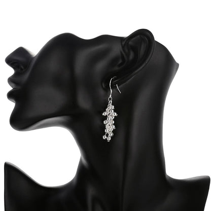 Hot Silver color Creative grape beads drop earrings for Woman Fashion party fine Gifts elegant noble Jewelry