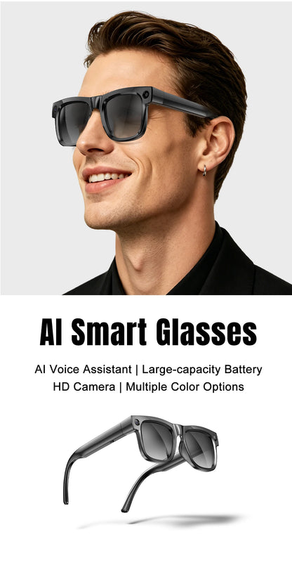 Smart Glasses 800W Pixel Camera Bluetooth IPX4 Waterproof Magnetic Charging Audio Glasses Video Voice Recorder Hands-Free Camera