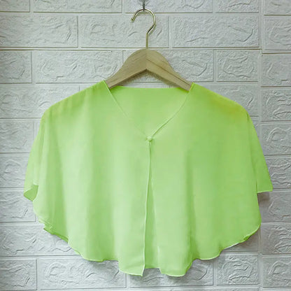 Korean Women Sunscreen Clothing Summer Thin Transparent Short Jacket Neck Guard Cloak Sun Shawl Solid Chiffon Cardigan Scarf R28
