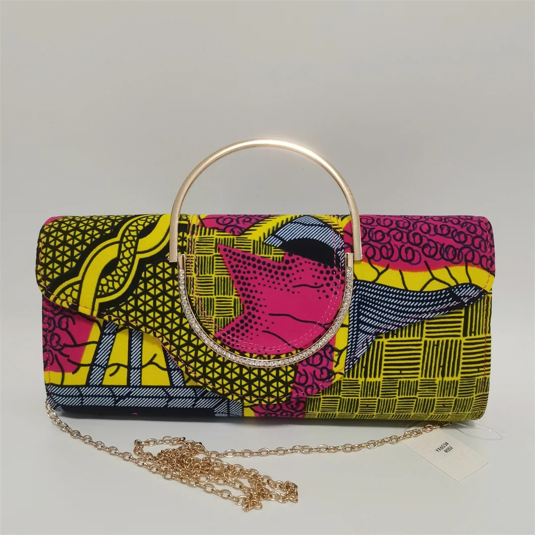 Fashion African Women Wedding Party Wax Shoes and Bag to Match Nigeria Ankara Style Print Shoes Bag Set F1110-1