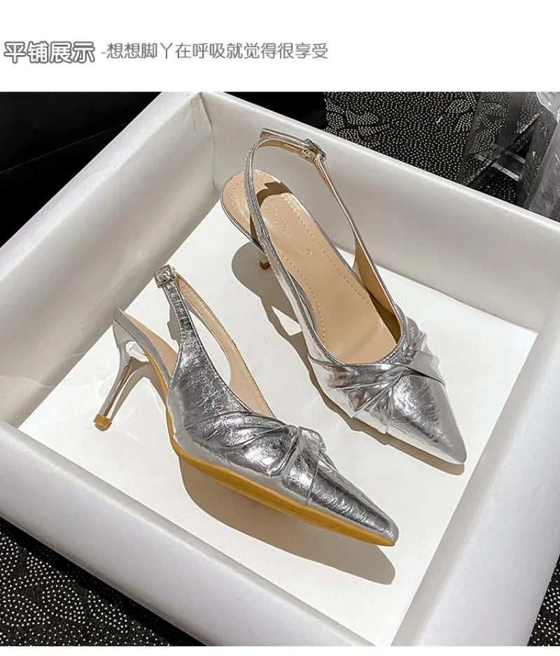 Luxury Designer Women's Shoes Exquisite Pointed Tip High Heeled Sandals for Woman Elegant French Casual Shoes Sandalias De Mujer