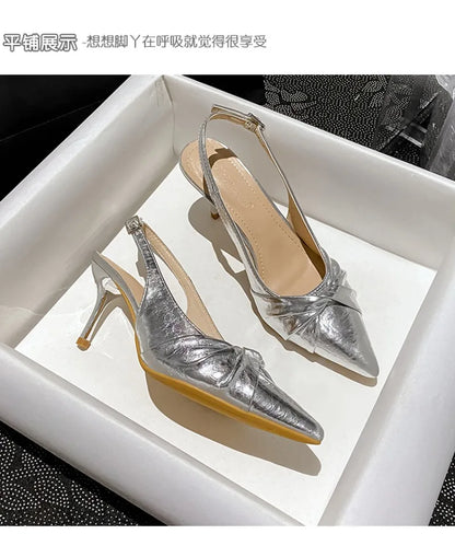 Luxury Designer Women's Shoes Exquisite Pointed Tip High Heeled Sandals for Woman Elegant French Casual Shoes Sandalias De Mujer