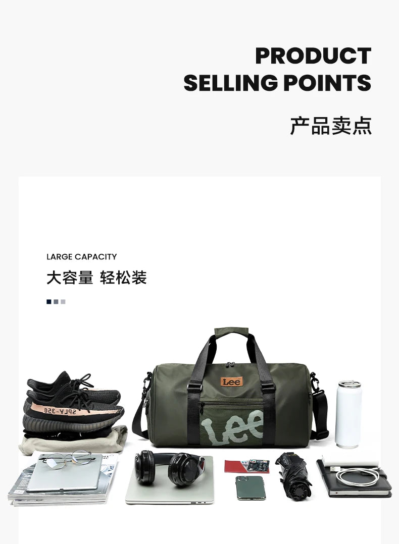 LEE Smart Gym Duffel Bag with Shoe Compartment Dry Wet Bag Men Women Waterproof Large Size Sport Training Luggage Travel Bag