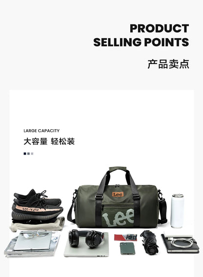 LEE Smart Gym Duffel Bag with Shoe Compartment Dry Wet Bag Men Women Waterproof Large Size Sport Training Luggage Travel Bag