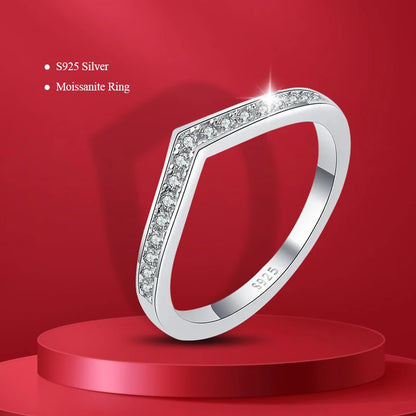 Moissanite Ring 100% Pass Diamond Tester Pen Matching Wedding Diamond Band for Women 925 Sterling Silver Female Single Tail Ring