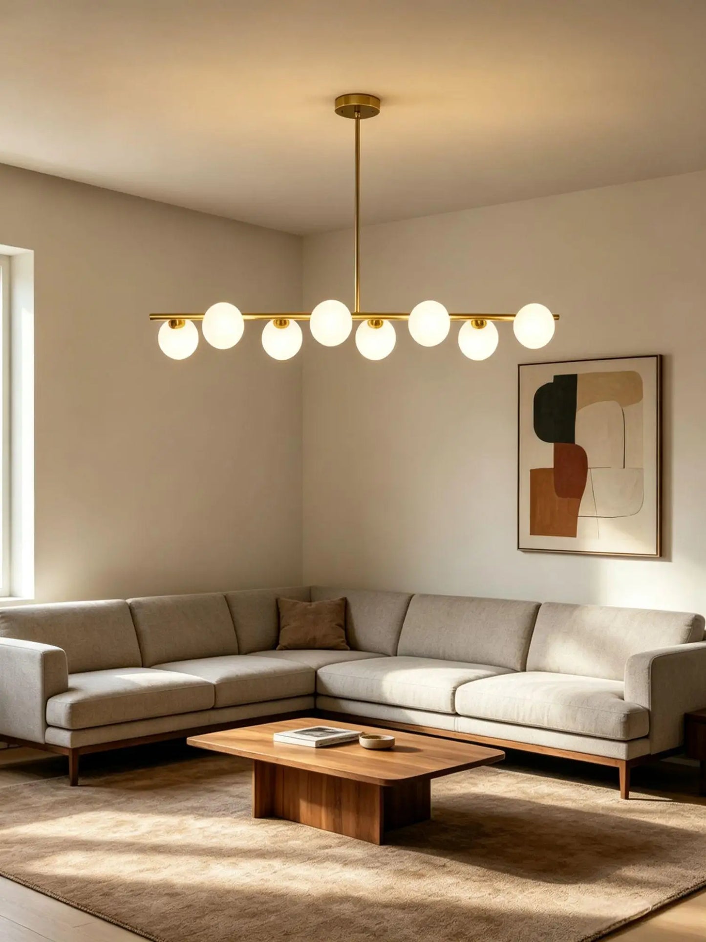OUDELADILong dining table pendant lights Brass Lighting fixtures living room Restaurant  Kitchen Island Glass ball Chandelier