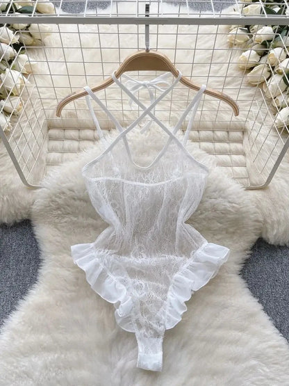 Woman Lace Splice Hollow out Design Women's Bodysuit Base Layer Small Vest High Waist Straight Tube Fashion Sexy Bodysuit New