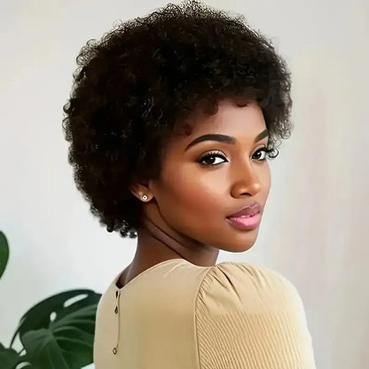 70's 13X4 Lace Front Short Afro Kinky Curly Wigs Human Hair for Women Black Afro Wig Bouncy Soft Natural Looking Afro Curly Wigs