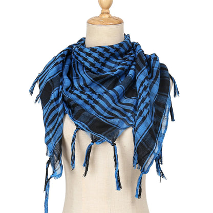2024 New Plaid Hijab Scarf for Men and Women Arab Desert Headscarf Soft Tactical Hiking Scarves Unisex Turban Military Shawl