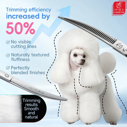 Fenice Master Series 7.25 Inch Multi-Functional Pet Dog Grooming Magic Scissors Curved Chunker Shears Tools JP440C 75%-80% Trim