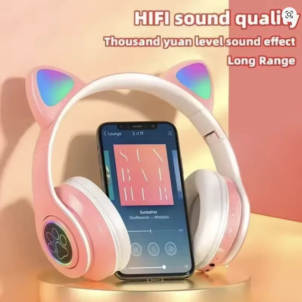 Cat Shaped Wireless Bluetooth Earphones Handsfree Earbuds with Microphone for All Phones Fashion Headphoens Game Headset