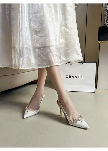 Luxury Designer Women Shoes Exquisite Rhinestone High Heeled Sandals for Woman Elegant French Style Casual Shoes Sandalias Mujer
