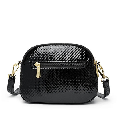 New 2025 Womens Small Messenger Bag PU Leather Shiny Shoulder Bag Fashion Saddle Bags Leopard Print Phone Purse Lipstick Storage