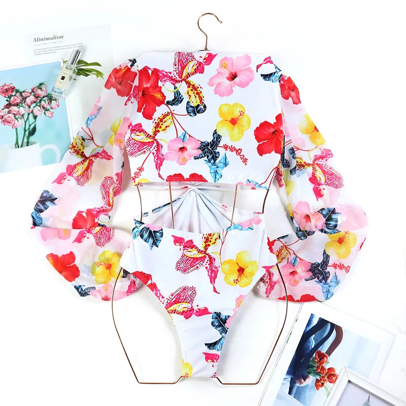 TYAKKVE Surf Swimwear Rash Guard Long Sleeve One Piece Swimsuit For Women Print High Neck Bodysuits Swim Suits Backless Monokini