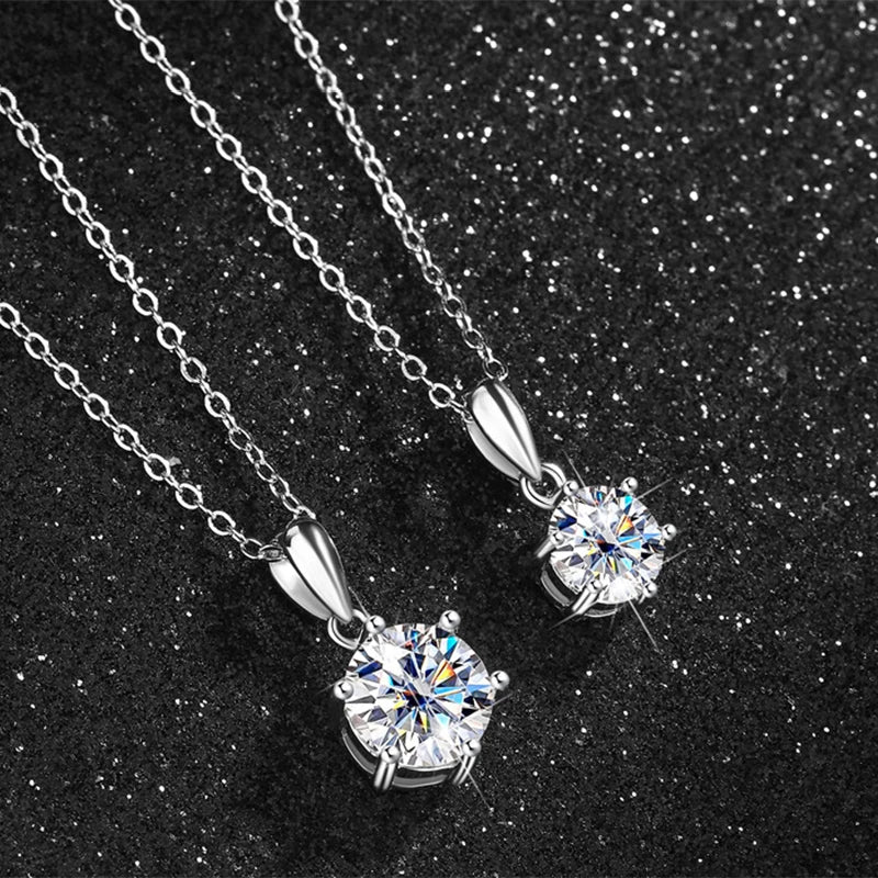 Women's Moissanite Pendant Necklace D Color VVS1 Halo Design S925 Silver Jewelry with GRA Certificate Wedding Birthday Gift