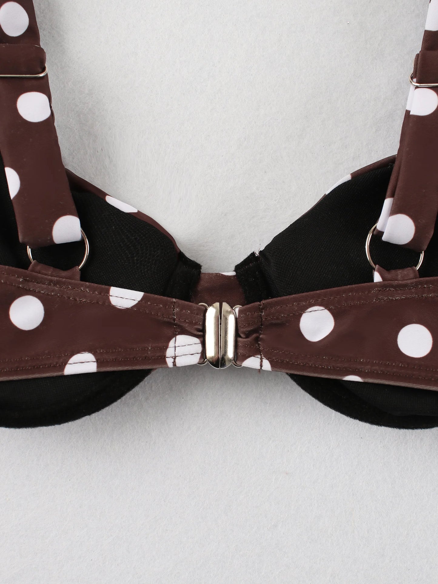 Retro Brown Dot Bikini Sexy Off Shoulder Swimwear Women High Cut Thong Biquini Set Luxury Summer Vacation Beach Bathing SuitK337
