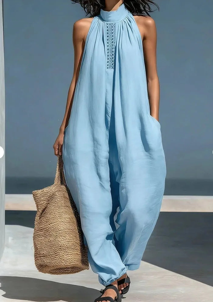 Women's 2026 Summer New Sleeveless Jumpsuit Casual Loose Wide Leg Pants Vacation Style Pockets Casual Jumpsuits Women Clothing